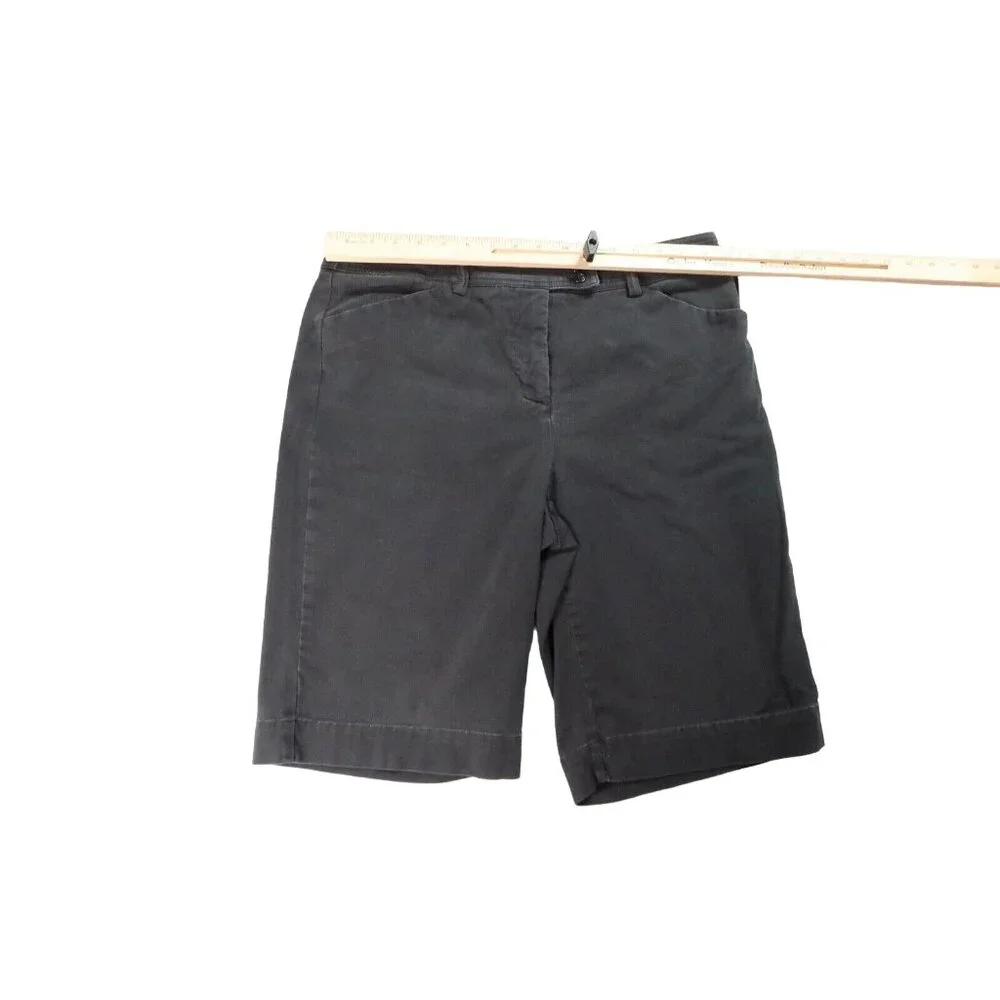 JONES NEW YORK SPORT Shorts Women's Slash Pocket Flat Front Bermudas Black 12 - Picture 3 of 11
